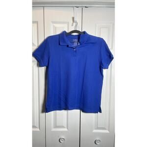 L.L. Bean Polo Shirt Women's Medium Blue Premium Double L Relaxed Fit Cotton